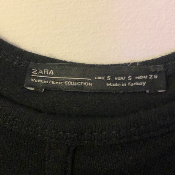 Zara black long sleeve top with satin shoulders size small - Picture 2 of 2